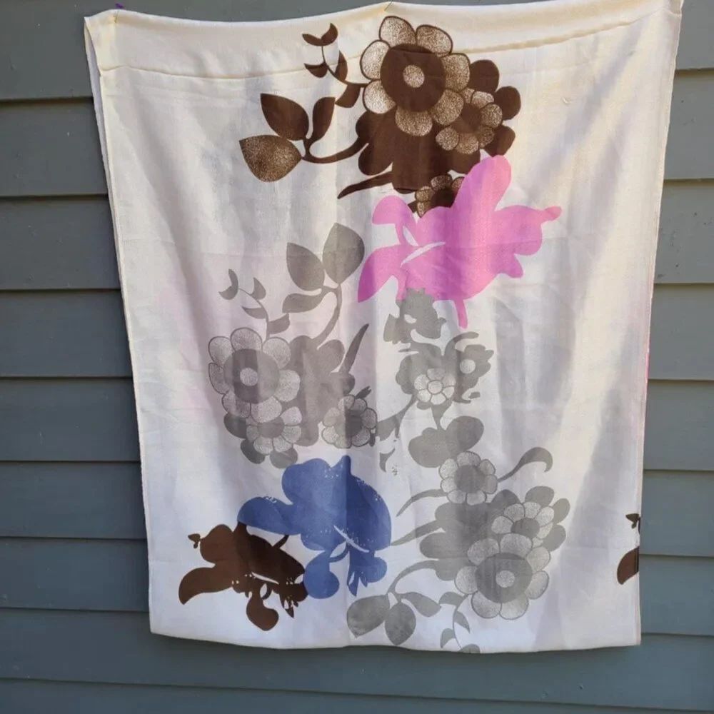 Large Off White Pink Gray Burgundy Floral Infinity Scarf